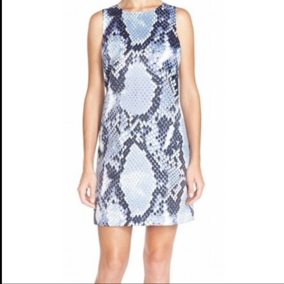 CeCe Dresses & Skirts - CECE CYNTHIA STEFFE Blue Snake Print Mini Dress